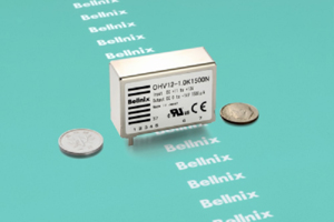 The ultra-compact OHV12-1.0K500P converter from Bellnix measures 44 x 16 x 30mm and outputs 1,000v at 1.5mA (Image source: Bellnix)